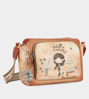 Bolsas Hombro Anekke Peace & Love Camel Rectangular | 014IMSOGU