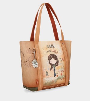 Bolso Tote Anekke Peace & Love Camel Shopping | 598MELDUO