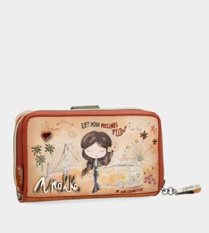 Carteras Anekke Peace & Love Camel Medium Rfid | 821NYMJZB