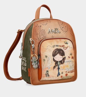 Mochilas Anekke Peace & Love Camel Medium | 874GLOFAT