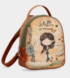 Mochilas Anekke Peace & Love Camel Small | 569KGBAPU