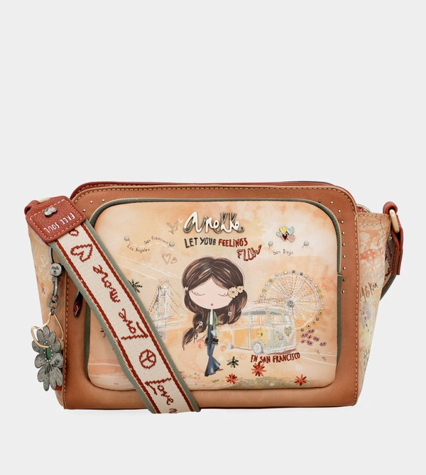 Bolsas Hombro Anekke Peace & Love Camel Rectangular | 014IMSOGU