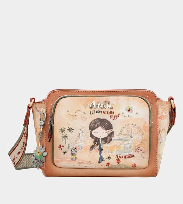 Bolsas Hombro Anekke Peace & Love Camel Rectangular | 014IMSOGU
