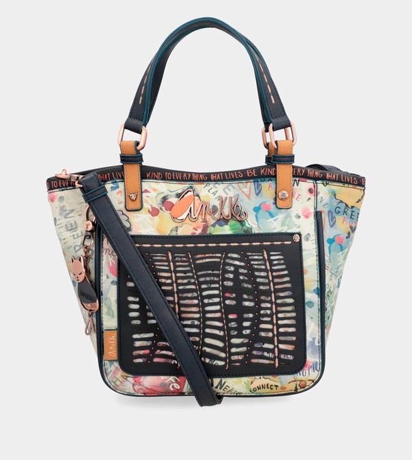 Bolso Tote Anekke Nature Pachamama Navy Blue Printed | 895KOVBSI