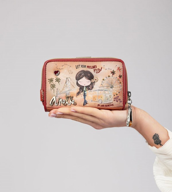 Carteras Anekke Peace & Love Camel Medium Rfid | 821NYMJZB