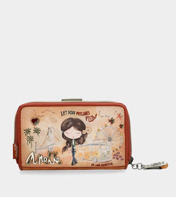 Carteras Anekke Peace & Love Camel Medium Rfid | 821NYMJZB