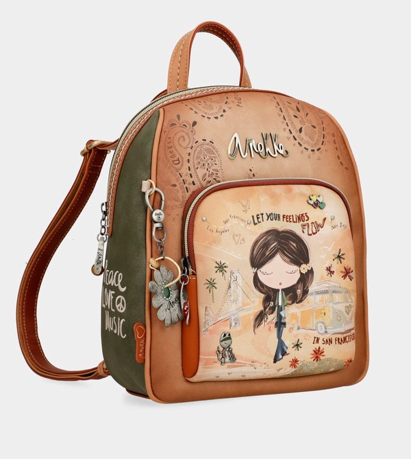 Mochilas Anekke Peace & Love Camel Medium | 874GLOFAT