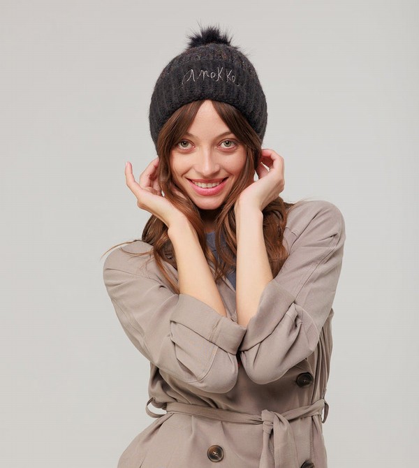 Sombreros Anekke Black Knitted Beanie With Pompom | 469JVPYUO