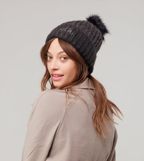 Sombreros Anekke Black Knitted Beanie With Pompom | 469JVPYUO