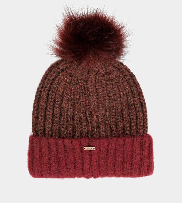 Sombreros Anekke Burgundy Knitted Beanie With Pompom | 805MQRPJS