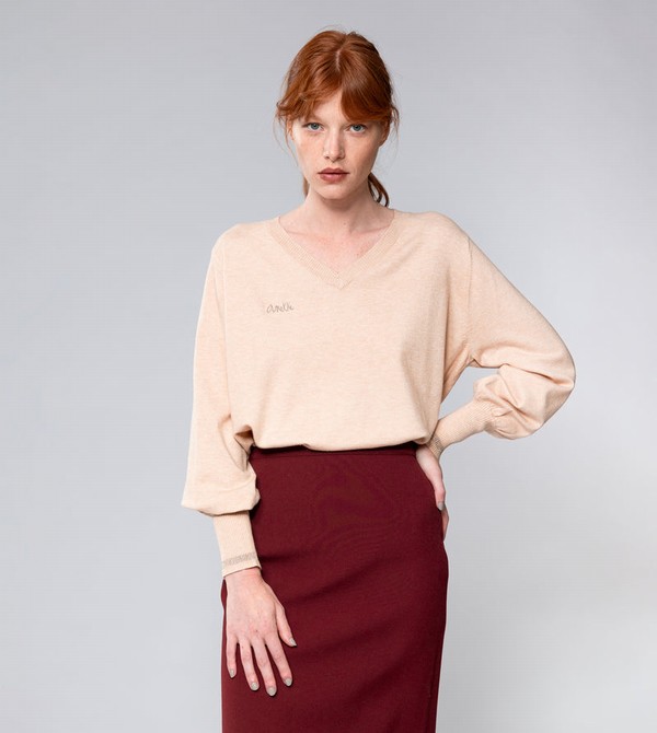 Suéteres Anekke Beige Shōen V-neck | 659QDUCZW