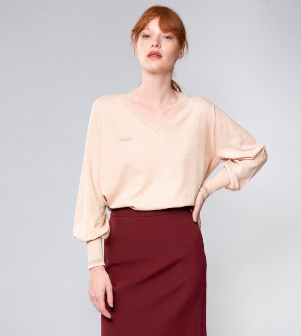 Suéteres Anekke Beige Shōen V-neck | 659QDUCZW